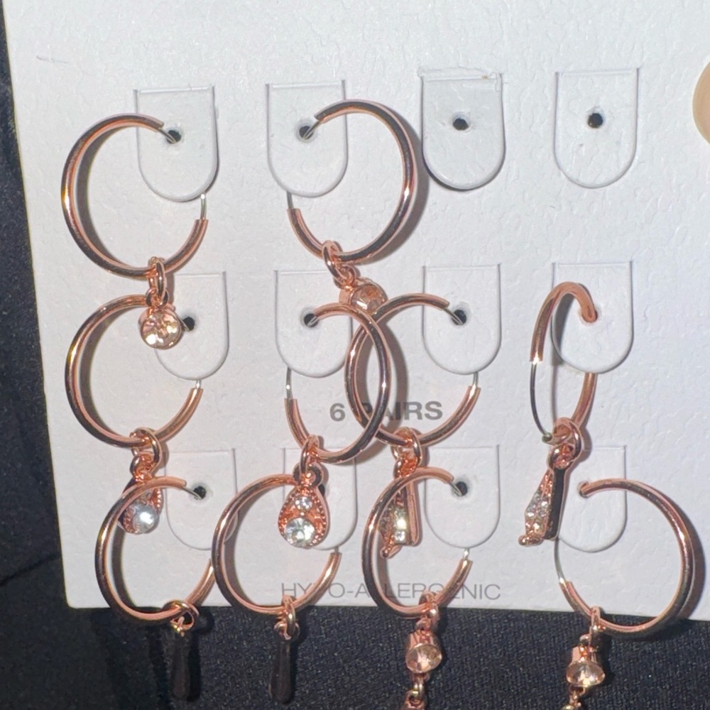 Elegant Rose Gold Hoop Earrings Set